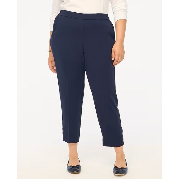 J.Crew Jamie Pants WMNS 22 Plus Navy Blue Elastic Waist High-Rise Slant Pockets - Picture 1 of 7